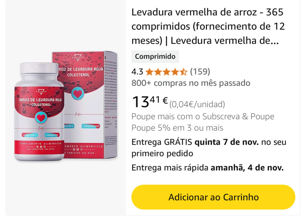 Arroz de Levedura Roja - Balance Nutrition